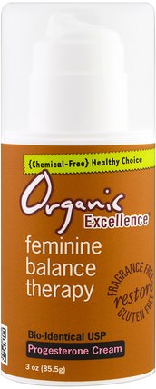 Feminine Balance Therapy, Progesterone Cream, Fragrance Free, 3 oz (85.5 g) by Organic Excellence, 健康，女性，黃體酮霜產品 HK 香港