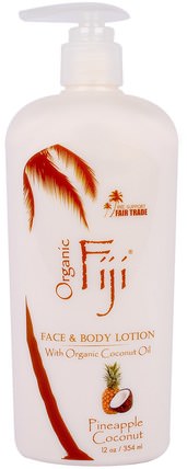 Face & Body Lotion, Pineapple Coconut, 12 oz (354 ml) by Organic Fiji, 洗澡，美容，潤膚露 HK 香港