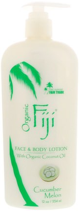 Face & Body Lotion with Organic Coconut Oil, Cucumber Lemon, 12 oz (354 ml) by Organic Fiji, 洗澡，美容，潤膚露 HK 香港
