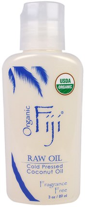 Organic Cold Pressed Coconut Oil, Fragrance Free, 3 oz (89 ml) by Organic Fiji, 健康，皮膚，按摩油，身體護理油 HK 香港
