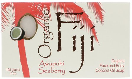 Organic Face and Body Coconut Oil Soap, Awapuhi Seaberry, 7 oz (198 g) by Organic Fiji, 洗澡，美容，肥皂 HK 香港