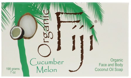Organic Face and Body Coconut Oil Soap, Cucumber Melon, 7 oz (198 g) by Organic Fiji, 洗澡，美容，肥皂 HK 香港