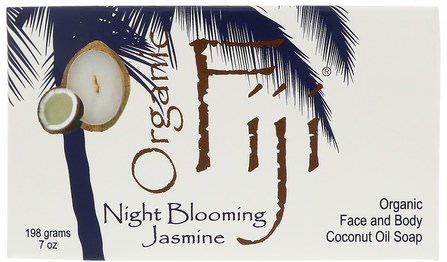 Organic Face and Body Coconut Oil Soap, Night Blooming Jasmine, 7 oz (198 g) by Organic Fiji, 洗澡，美容，肥皂 HK 香港