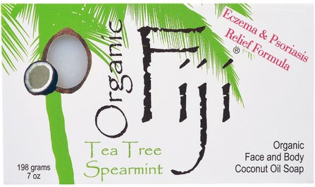 Organic Face and Body Coconut Oil Soap, Tea Tree Spearmint, 7 oz (198 g) by Organic Fiji, 洗澡，美容，肥皂 HK 香港