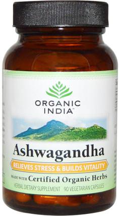 Organic Ashwagandha, 90 Veggie Caps by Organic India, 草藥，ashwagandha withania somnifera，adaptogen HK 香港