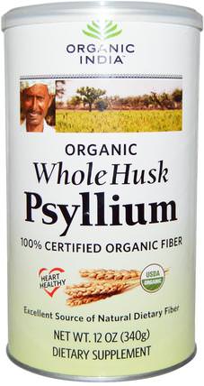 Psyllium, Whole Husk, 12 oz (340 g) by Organic India, 補充劑，纖維 HK 香港