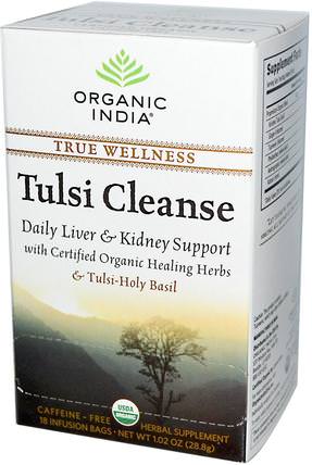 Tulsi Cleanse Tea, Caffeine-Free, 18 Infusion Bags, 1.02 oz (28.8 g) by Organic India, 健康，排毒，涼茶，tulsi茶 HK 香港