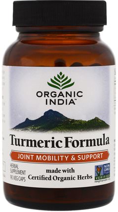 Turmeric Formula, Joint Mobility & Support, 90 Veggie Caps by Organic India, 補充劑，抗氧化劑，薑黃素，薑黃 HK 香港