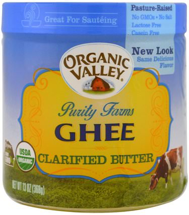 Organic Ghee, Clarified Butter, 13 oz (368 g) by Organic Valley Purity Farms, 食物，酥油，酮友好 HK 香港