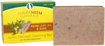 TheraNeem Naturals, Neem Therap Cleansing Bar, Neem Leaf, Oil & Bark, 4 oz (113 g) by Organix South, 洗澡，美容，肥皂，草藥 HK 香港