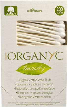 Beauty, Organic Cotton Wool Buds, 200 Pieces by Organyc, 洗澡，美容，棉球拭子和輪 HK 香港
