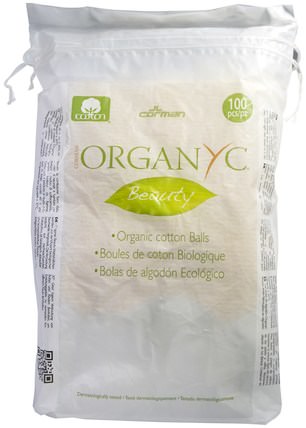 Organic Beauty Cotton Balls, 100 Pieces by Organyc, 洗澡，美容，棉球拭子和輪 HK 香港