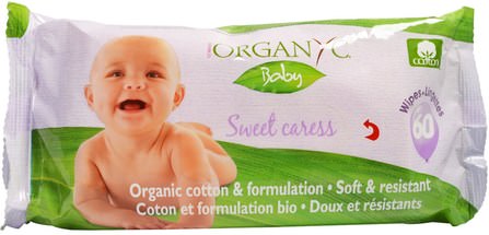 Sweet Caress, Organic Cotton Baby Wipes, 60 Wipes by Organyc, 兒童健康，尿布，嬰兒濕巾 HK 香港