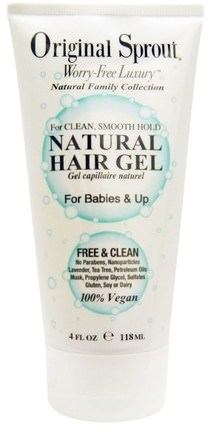 Natural Hair Gel, For Babies & Up, 4 fl oz (118 ml) by Original Sprout Inc, 洗澡，美容，髮型定型凝膠 HK 香港