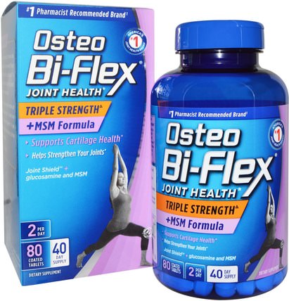 Joint Health, Triple Strength + MSM Formula, 80 Coated Tablets by Osteo Bi-Flex, 補充劑，氨基葡萄糖，健康，骨骼，骨質疏鬆症，關節健康 HK 香港