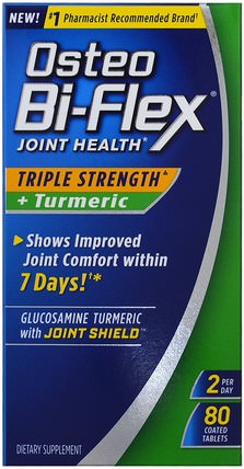 Joint Health, Triple Strength + Turmeric, 80 Coated Tablets by Osteo Bi-Flex, 補充劑，抗氧化劑，薑黃素，氨基葡萄糖軟骨素 HK 香港