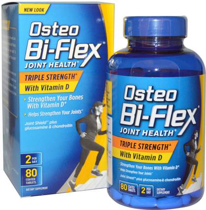 Joint Health, Triple Strength + Vitamin D, 80 Coated Tablets by Osteo Bi-Flex, 補充劑，氨基葡萄糖，健康，婦女，boswellia HK 香港