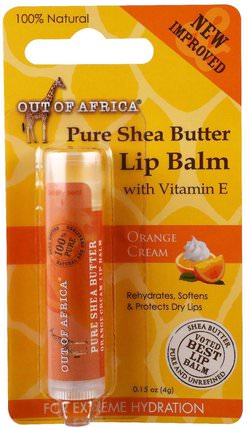 Lip Balm, Pure Shea Butter, Orange Cream, 0.15 oz (4 g) by Out of Africa, 洗澡，美容，唇部護理，潤唇膏，乳木果油 HK 香港