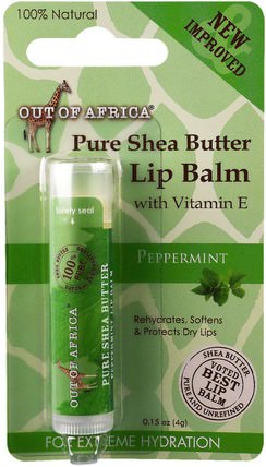 Lip Balm, Pure Shea Butter, Peppermint, 0.15 oz (4 g) by Out of Africa, 洗澡，美容，唇部護理，潤唇膏，乳木果油 HK 香港