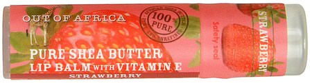 Organic Shea Butter Lip Balm with Vitamin E, Strawberry, 0.25 oz (7.0 g) by Out of Africa, 洗澡，美容，唇部護理，潤唇膏，乳木果油 HK 香港