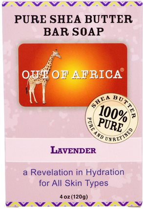 Pure Shea Butter Bar Soap, Lavender, 4 oz (120 g) by Out of Africa, 洗澡，美容，肥皂，乳木果油 HK 香港