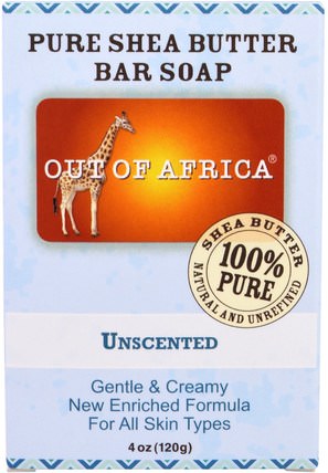 Pure Shea Butter Bar Soap, Unscented, 4 oz (120 g) by Out of Africa, 洗澡，美容，肥皂，乳木果油 HK 香港