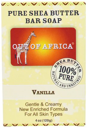 Pure Shea Butter Bar Soap, Vanilla, 4 oz (120g) by Out of Africa, 洗澡，美容，肥皂 HK 香港