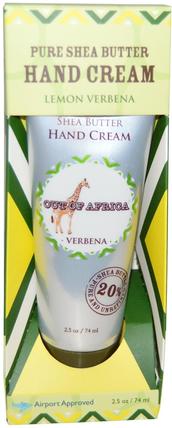 Pure Shea Butter Hand Cream, Lemon Verbena, 2.5 oz (74 ml) by Out of Africa, 洗澡，美容，護手霜，乳木果油 HK 香港