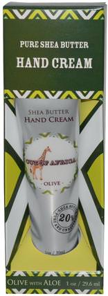 Pure Shea Butter, Hand Cream, Olive with Aloe, 1 oz (29.6 ml) by Out of Africa, 洗澡，美容，護手霜，乳木果油 HK 香港