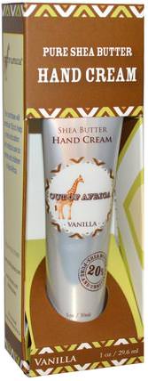 Pure Shea Butter, Hand Cream, Vanilla, 1 oz (29.6 ml) by Out of Africa, 洗澡，美容，護手霜，乳木果油 HK 香港