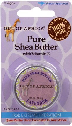 Pure Shea Butter with Vitamin E, Lavender, 0.5 oz (14.2 g) by Out of Africa, 洗澡，美容，乳木果油 HK 香港