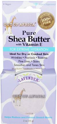 Pure Shea Butter, with Vitamin E, Lavender, 2 oz (56 g) by Out of Africa, 洗澡，美容，乳木果油 HK 香港