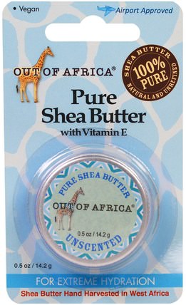 Pure Shea Butter with Vitamin E, Unscented, 0.5 oz (14.2 g) by Out of Africa, 洗澡，美容，乳木果油 HK 香港