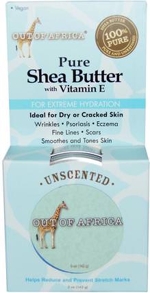 Pure Shea Butter, with Vitamin E, Unscented, 5 oz (142 g) by Out of Africa, 洗澡，美容，乳木果油 HK 香港
