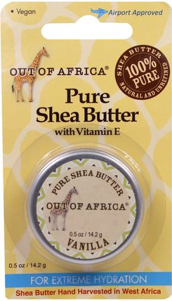 Pure Shea Butter with Vitamin E, Vanilla, 0.5 oz (14.2 g) by Out of Africa, 洗澡，美容，乳木果油 HK 香港