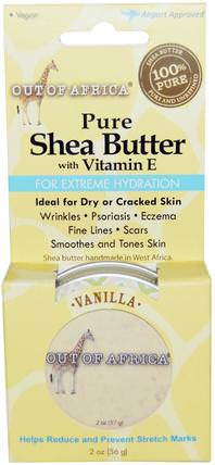 Pure, Shea Butter with Vitamin E, Vanilla, 2 oz (56 g) by Out of Africa, 洗澡，美容，乳木果油 HK 香港