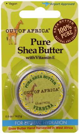 Pure Shea Butter with Vitamin E, Verbena, 0.5 oz (14.2 g) by Out of Africa, 洗澡，美容，乳木果油 HK 香港
