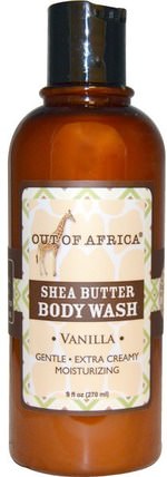 Shea Butter Body Wash, Vanilla, 9 fl oz (270 ml) by Out of Africa, 洗澡，美容，乳木果油，沐浴露 HK 香港