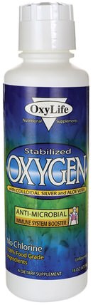 Stabilized Oxygen, With Colloidal Silver and Aloe Vera, 16 oz (473 ml) by OxyLife, 補充劑，氧氣補充劑，感冒和病毒，免疫系統 HK 香港