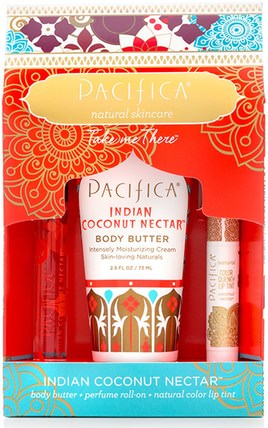 Take Me There, Indian Coconut Nectar, 3 Piece Kit by Pacifica, 沐浴，美容，口紅，光澤，襯墊，潤膚露 HK 香港