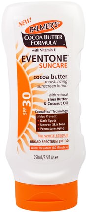 Cocoa Butter Formula, Eventone, Suncare, Cocoa Butter Moisturizing Sunscreen Lotion, SPF 30, 8.5 fl oz (250 ml) by Palmers, 洗澡，美容，防曬霜，spf 30-45 HK 香港