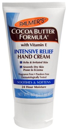 Cocoa Butter Formula, Intensive Relief Hand Cream, Fragrance Free, 2.1 oz (60 g) by Palmers, 洗澡，美容，護手霜 HK 香港