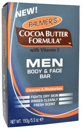 Cocoa Butter Formula, Men, Body & Face Bar, 5.3 oz (150 g) by Palmers, 美容，男士護膚，肥皂 HK 香港