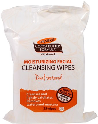 Cocoa Butter Formula, Moisturizing Facial Cleansing Wipes, 25 Wipes by Palmers, 美容，面部護理，面部濕巾 HK 香港