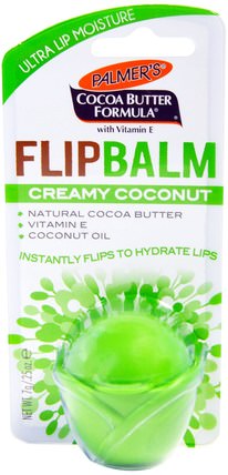 Flip Balm, Creamy Coconut.25 oz (7 g) by Palmers, 沐浴，美容，椰子油皮膚，唇部護理，唇膏 HK 香港