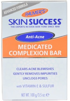 Skin Success, Anti-Acne, Medicated Complexion Bar, 3.5 oz (100 g) by Palmers, 美容，痤瘡外用產品，肥皂 HK 香港