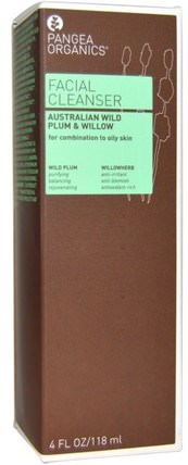 Facial Cleanser, Australian Wild Plum & Willow, 4 fl oz (118 ml) by Pangea Organics, 美容，面部護理，洗面奶 HK 香港
