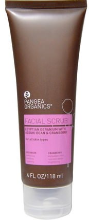 Facial Scrub, Egyptian Geranium with Adzuki Bean & Cranberry, 4 fl oz (118 ml) by Pangea Organics, 美容，面部去角質，面部護理，美白面部護理 HK 香港