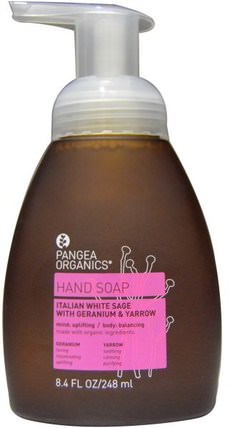 Hand Soap, Italian White Sage with Geranium & Yarrow, 8.4 fl oz (248 ml) by Pangea Organics, 洗澡，美容，肥皂 HK 香港