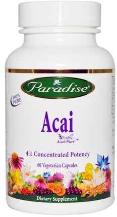 Acai, 60 Veggie Caps by Paradise Herbs, 補充劑，抗氧化劑，水果提取物，超級水果，巴西莓果汁提取物 HK 香港
